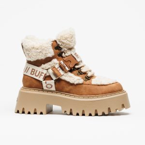 Bota Buffalo Aspen Com Mid Warm Beige Cognac